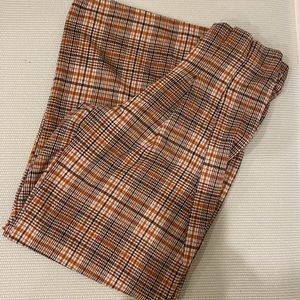 Anthropologie Maeve Brown Motif Plaid Pleated wide leg pants sz 6 NWT